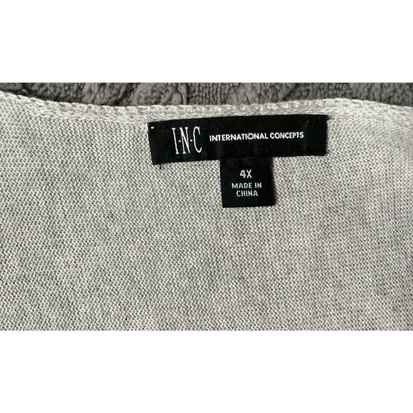 INC Concepts Sweater Womens 4X Black Gray Knit Colorblock Pullover Round Neck - Picture 3 of 6